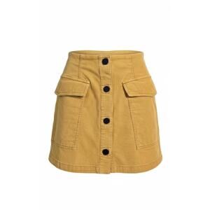 HYFVE Mustard Yellow Button-Front Mini Skirt with Pockets, Size M